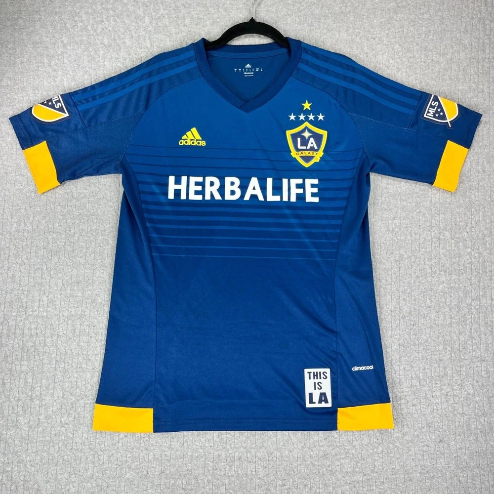 Adidas LA Galaxy Jersey Men Small Blue Herbalife World Cup MLS Soccer Shirt SEAN